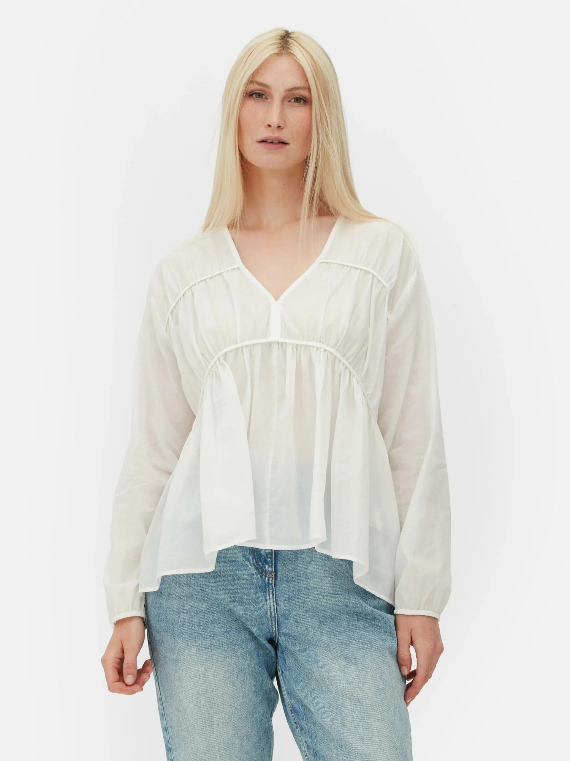 Blusa Franzida Voile Drapeada