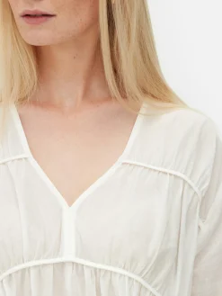 Blusa Franzida Voile Drapeada