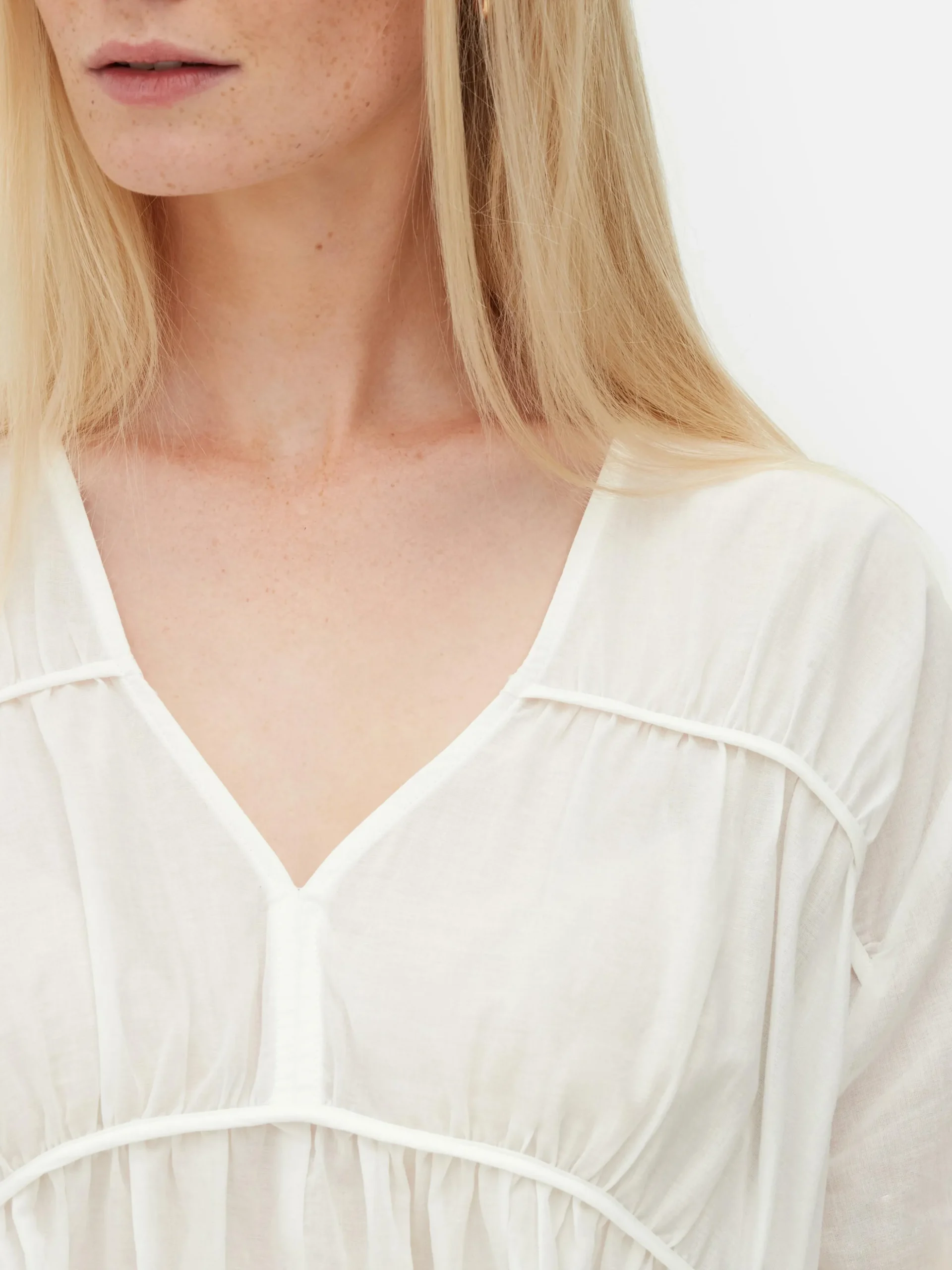 Blusa Franzida Voile Drapeada