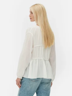 Blusa Franzida Voile Drapeada