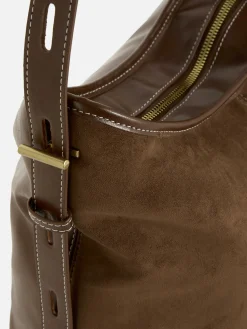 Bolsa Shopper Imitação Camurça Larga