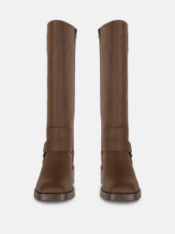 Botas Estilo Motard Biqueira Quadrada