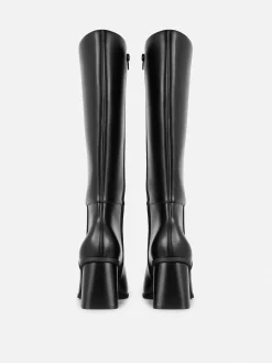 Botas Salto Cano Alto Imitação Pele