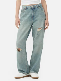 Calças Ganga Corte Perna Direita Rasgões