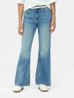 Calças Ganga Rígidas Corte Boca Sino Rasgões