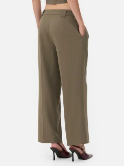 Calças Plissadas Corte Perna Larga Rita Ora