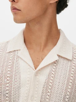 Camisa Manga Curta Botões Croché