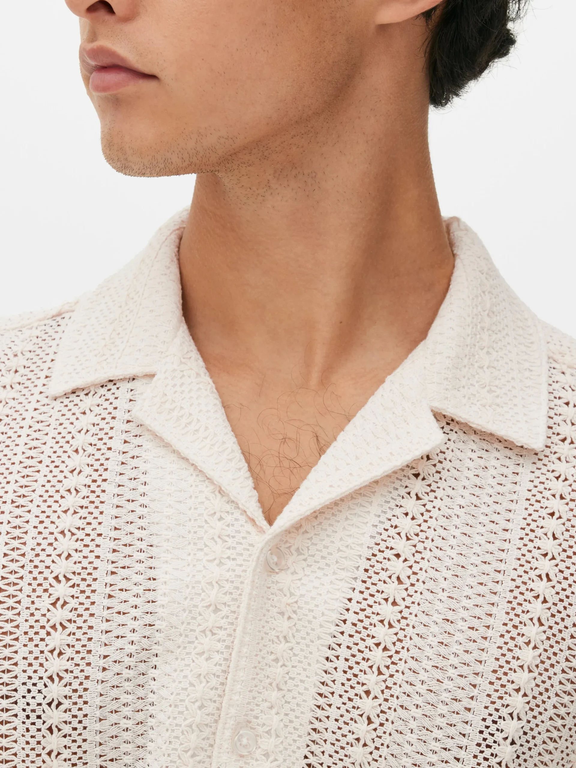 Camisa Manga Curta Botões Croché