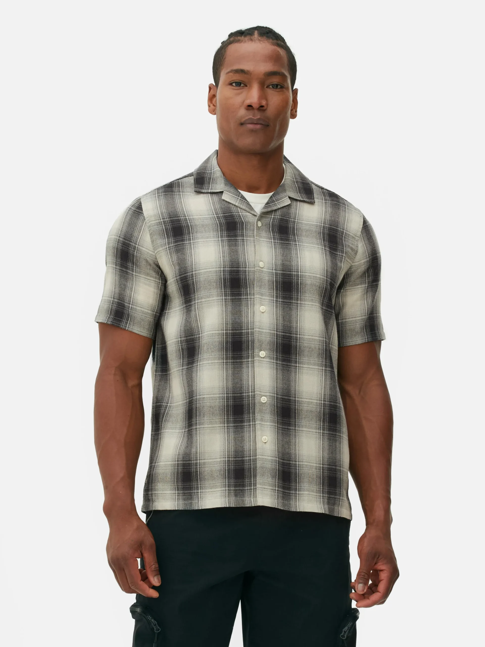 Camisa Manga Curta Xadrez Texturada