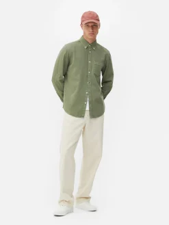 Camisa Sarja Algodão Manga Comprida