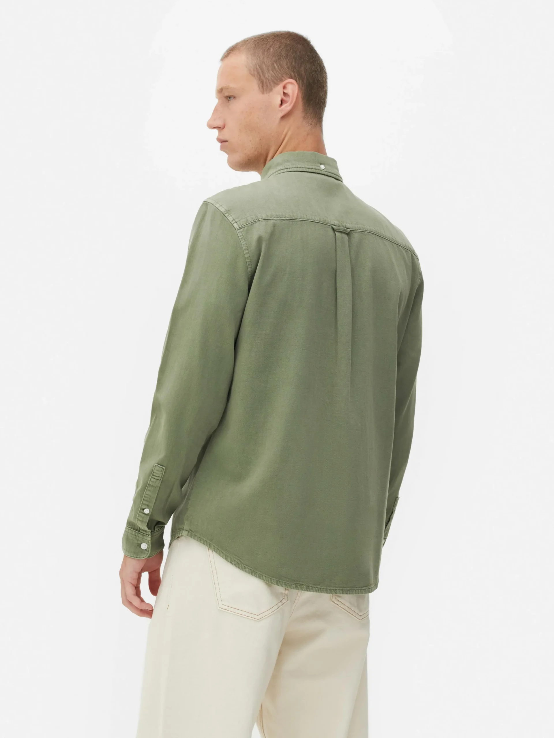 Camisa Sarja Algodão Manga Comprida