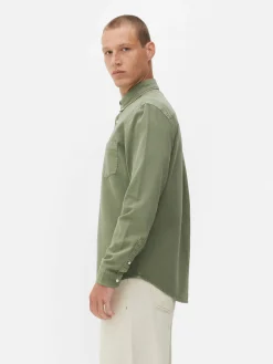 Camisa Sarja Algodão Manga Comprida