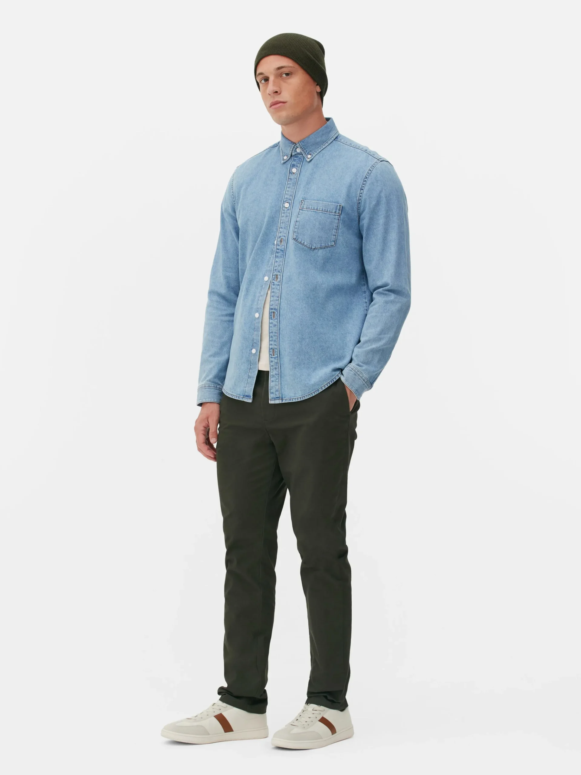 Camisa Sarja Algodão Manga Comprida