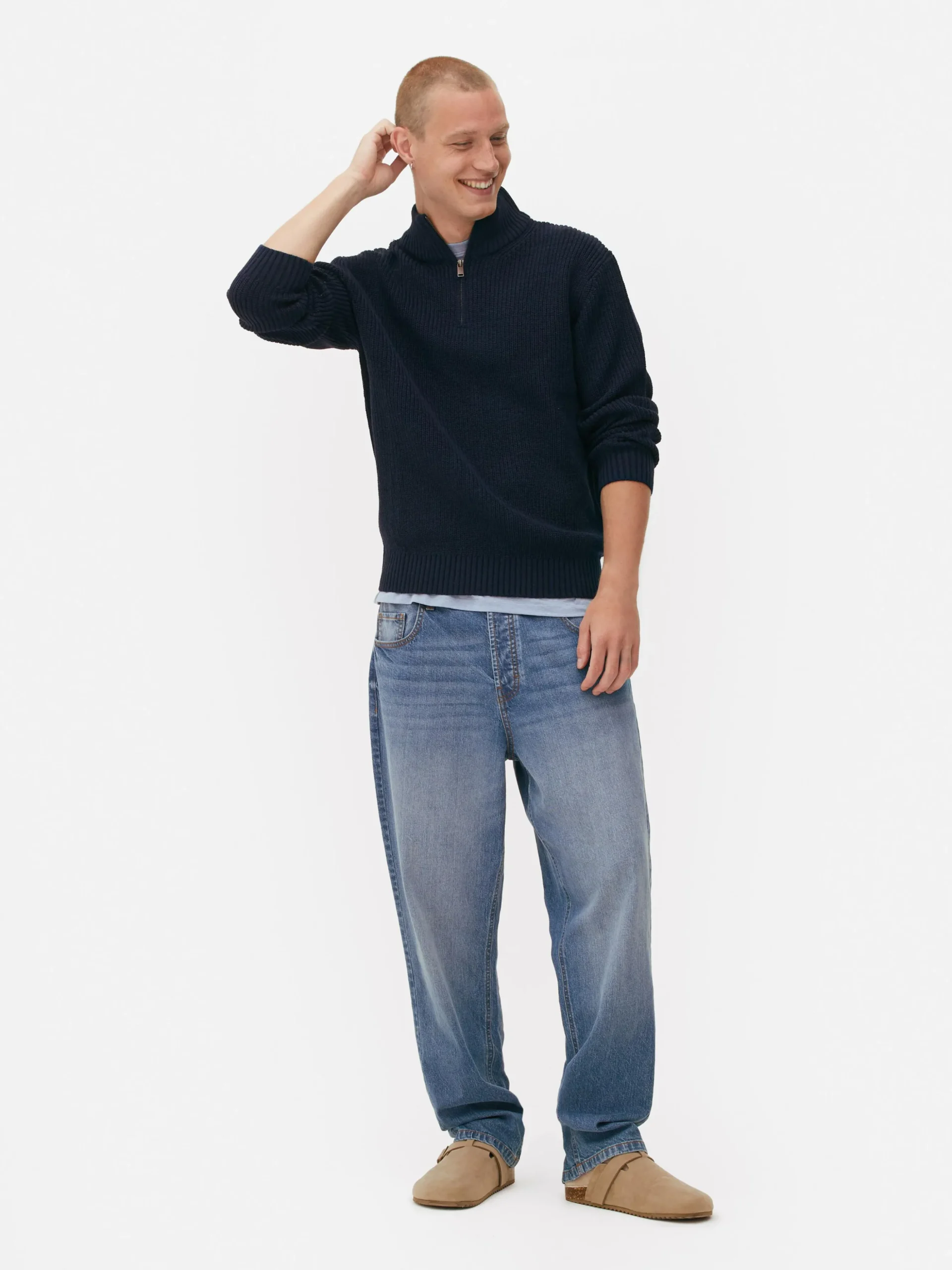 Camisola 1/2 Fecho Correr Malha Canelada