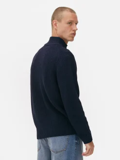 Camisola 1/2 Fecho Correr Malha Canelada