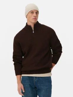 Camisola 1/2 Fecho Correr Malha Canelada