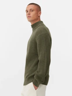 Camisola 1/2 Fecho Correr Malha Canelada