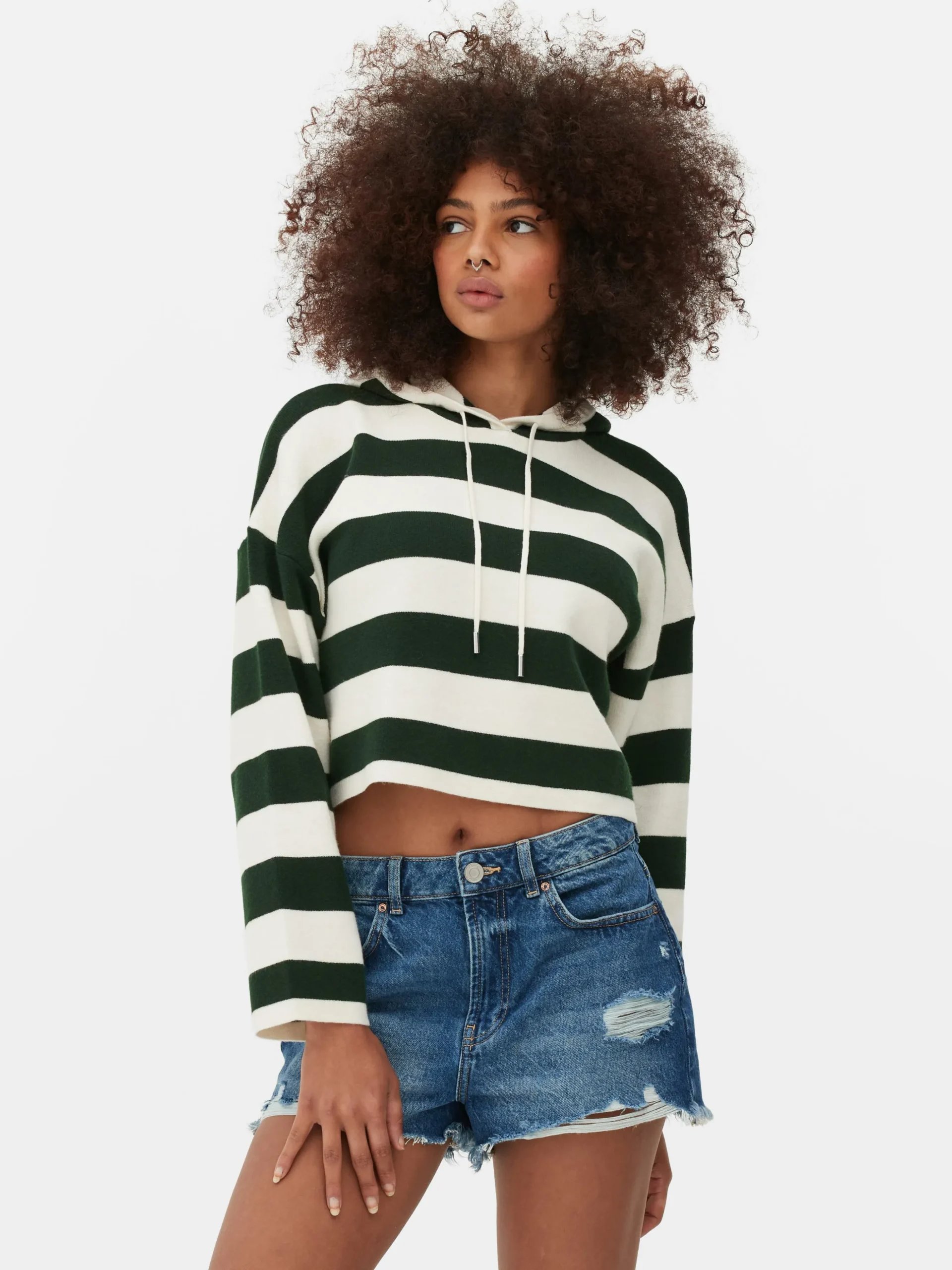 Camisola Capuz Malha Riscas