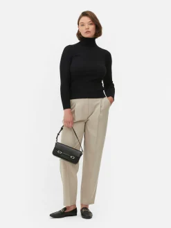 Camisola Gola Alta Dobra Malha Canelada