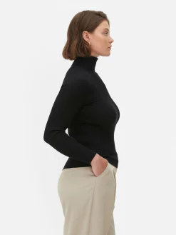 Camisola Gola Alta Dobra Malha Canelada