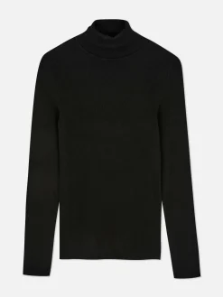 Camisola Gola Alta Dobra Malha Canelada