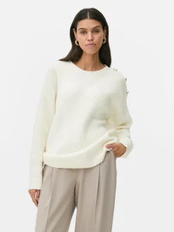 Camisola Gola Redonda Detalhe Botão