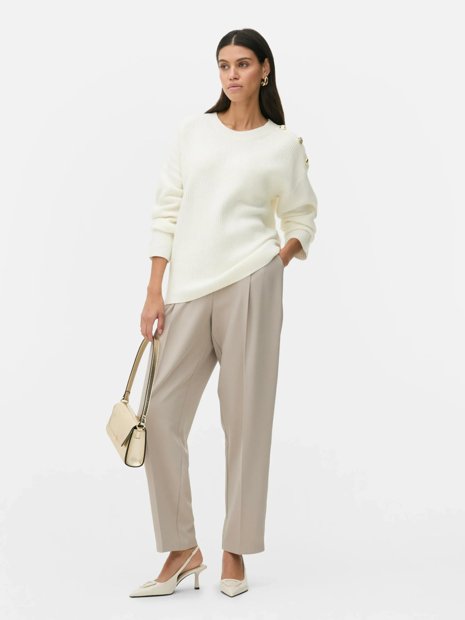 Camisola Gola Redonda Detalhe Botão