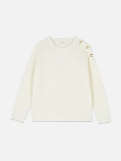 Camisola Gola Redonda Detalhe Botão