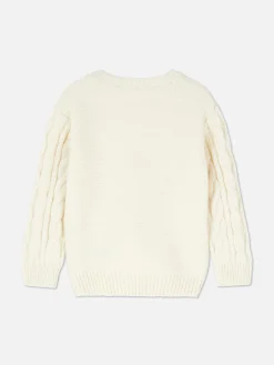 Camisola Malha Entrançada Bordada Padrão Floral