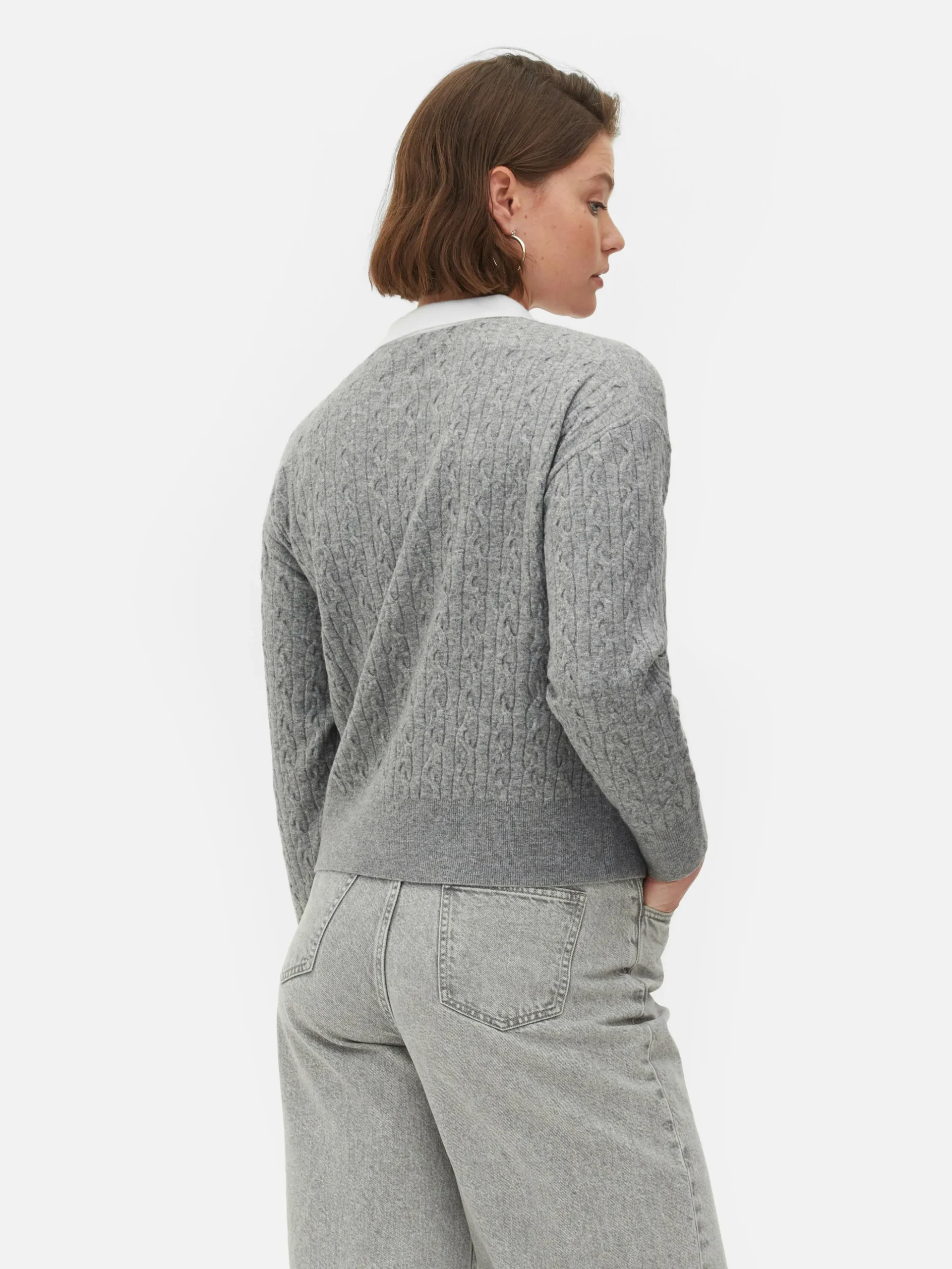 Camisola Malha Entrançada Colarinho