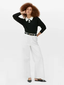 Camisola Malha Entrançada Colarinho