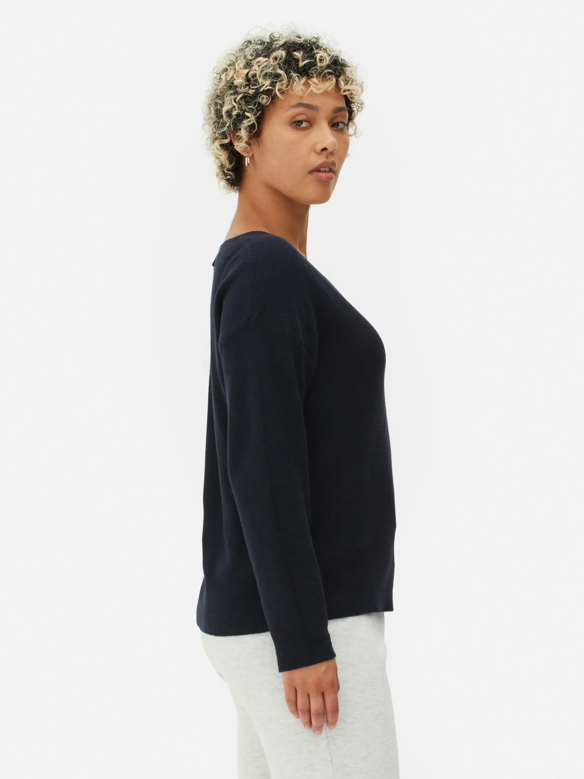 Camisola Manga Comprida Decote Barco