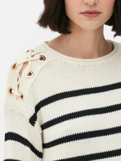 Camisola Riscas Ziguezague Ombros