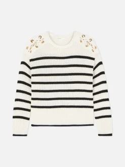 Camisola Riscas Ziguezague Ombros