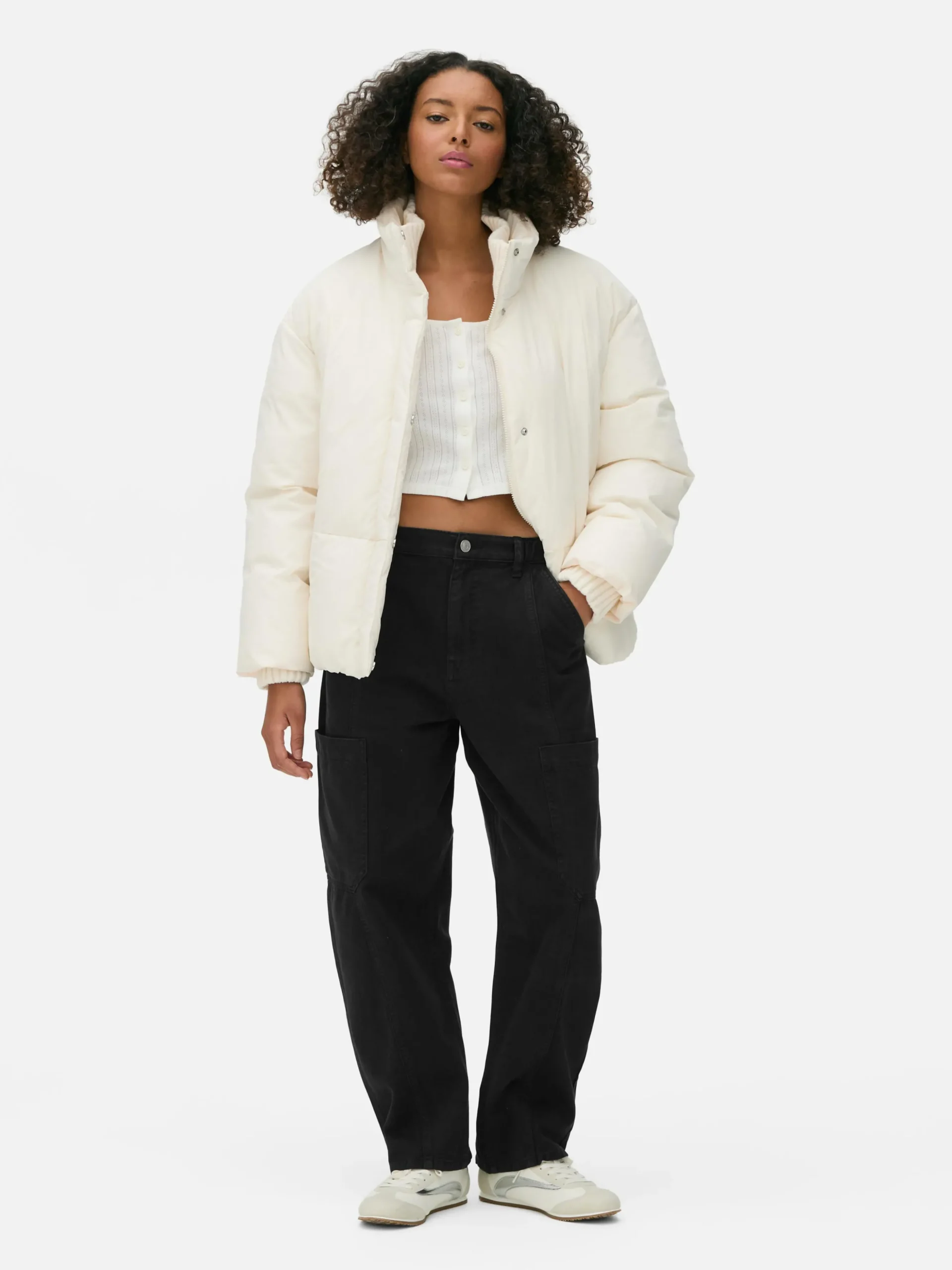 Casaco Acolchoado Gola Funil