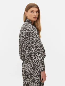 Casaco Bomber Estampado Leopardo