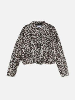 Casaco Bomber Estampado Leopardo