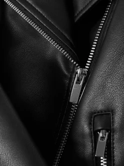 Casaco Estilo Motard Imitação Pele