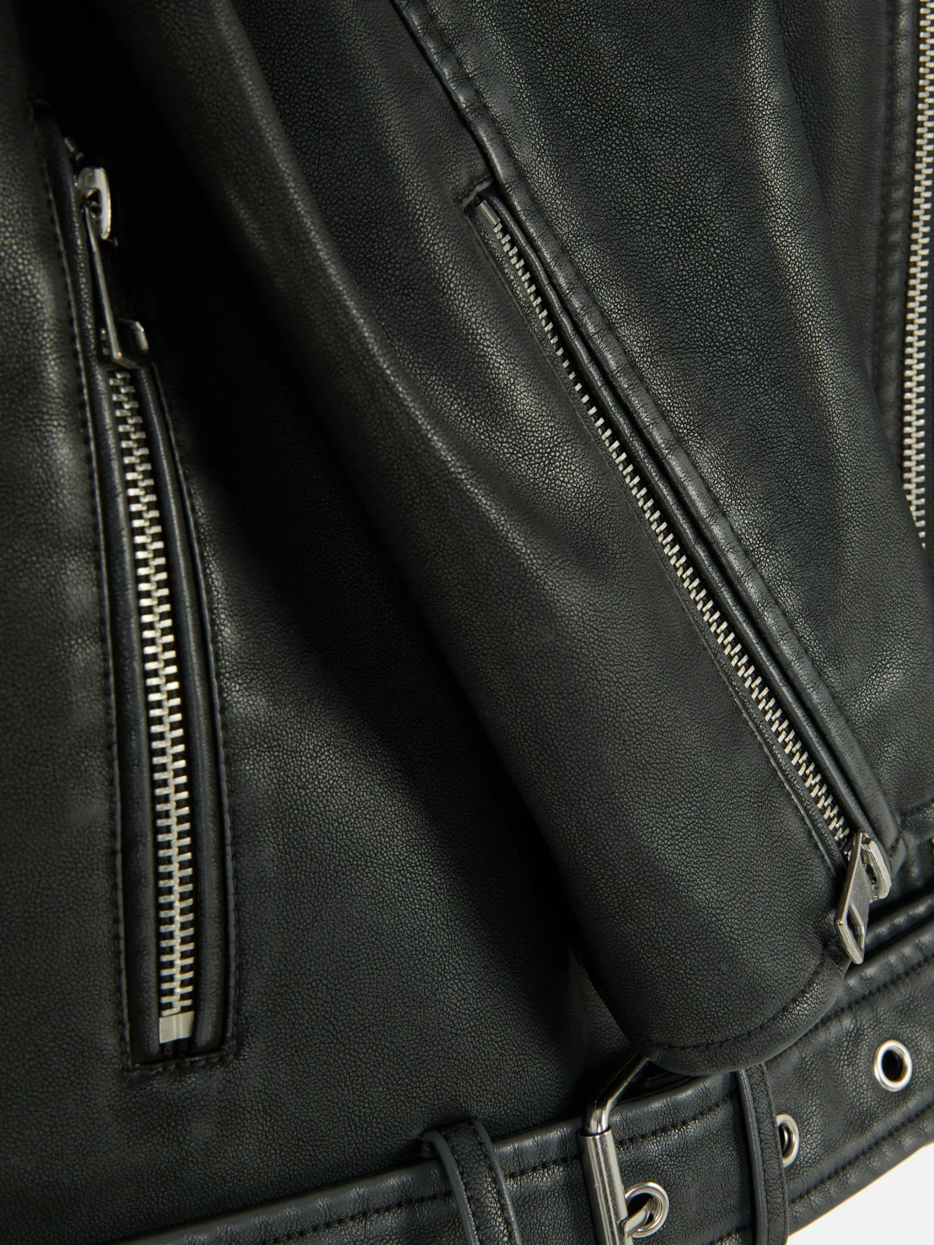 Casaco Estilo Motard Imitação Pele Desgastado