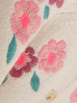 Casaco Malha Bordado Padrão Floral