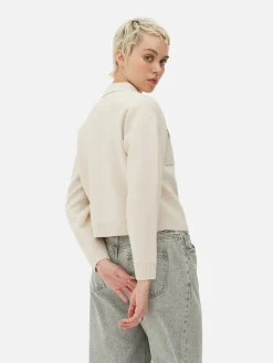 Casaco Malha Botões Colarinho