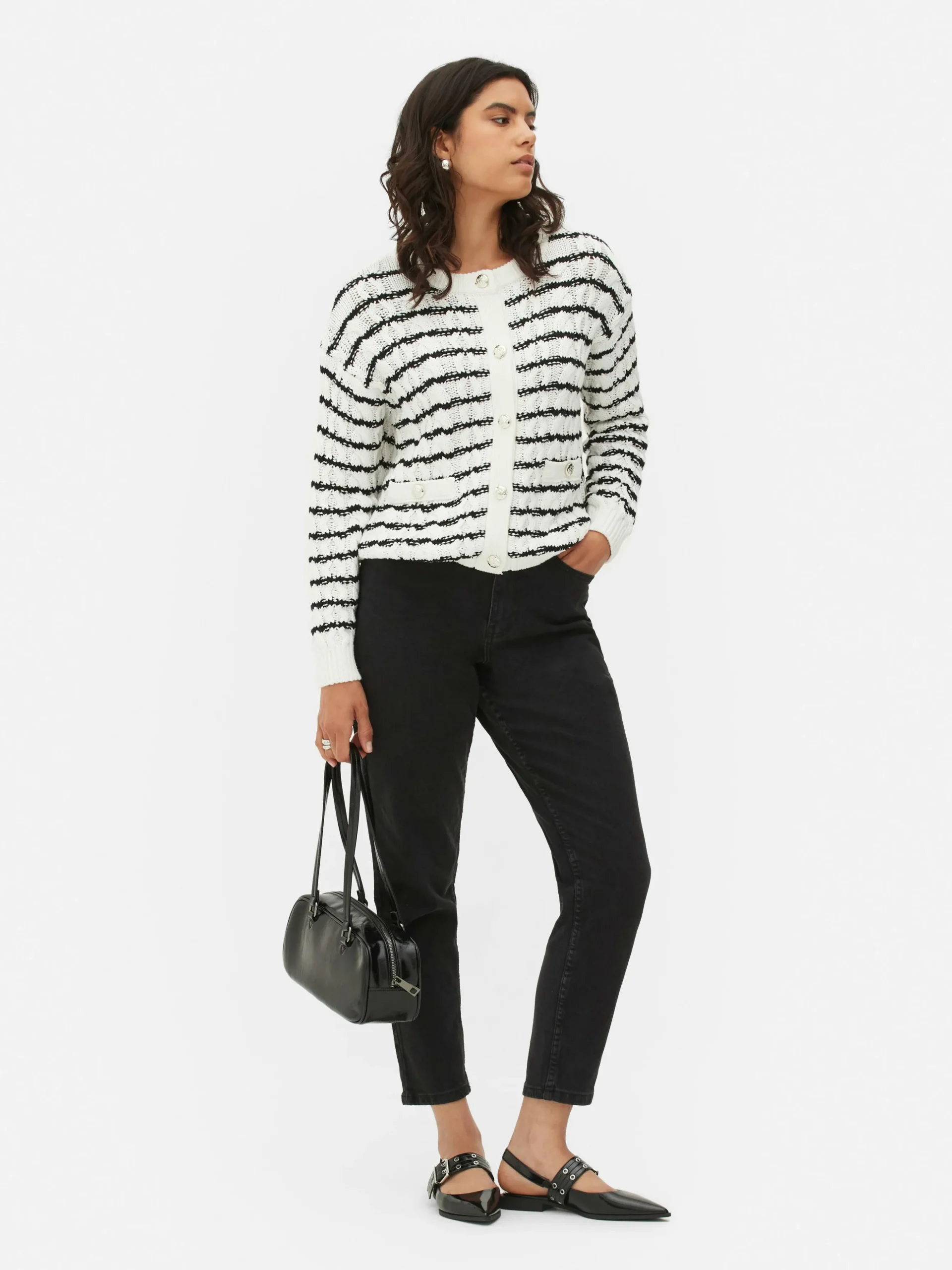 Casaco Malha Entrançada Riscas