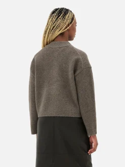 Casaco Malha Folgado Botões Frente