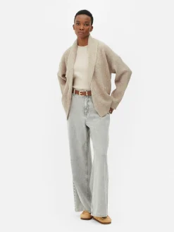 Casaco Malha Traçado Botões Xaile