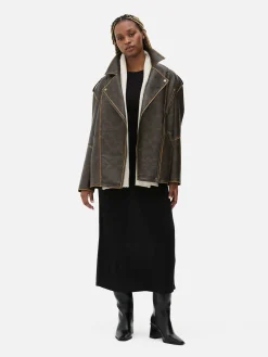 Casaco Motard Desgastado Grande