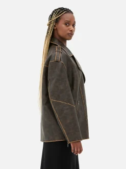 Casaco Motard Desgastado Grande