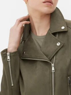 Casaco Motard Imitação Camurça