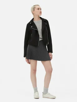 Casaco Motard Imitação Camurça