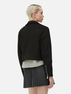 Casaco Motard Imitação Camurça