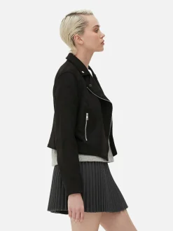 Casaco Motard Imitação Camurça